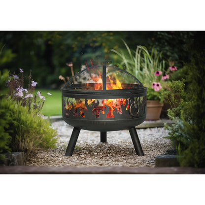 Dellonda Deluxe Fire Pit Fireplace Outdoor Patio Heater, Cooking Grill & Poker 61cm