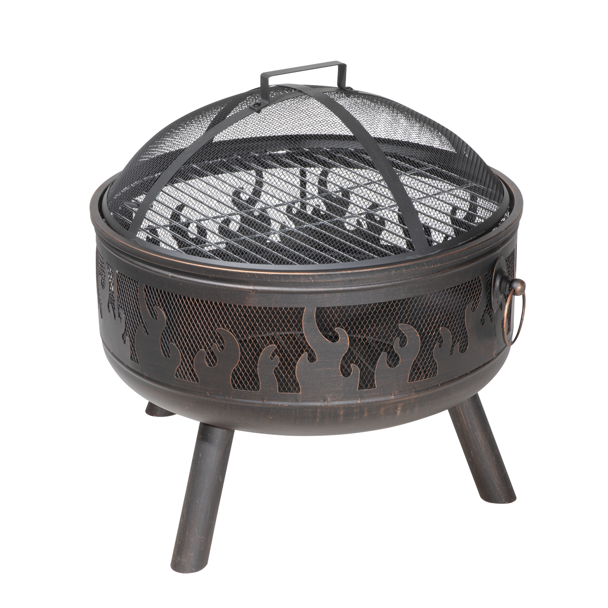 Dellonda Deluxe Fire Pit Fireplace Outdoor Patio Heater, Cooking Grill & Poker 61cm
