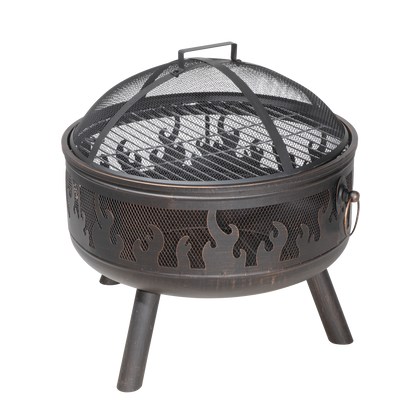 Dellonda Deluxe Fire Pit Fireplace Outdoor Patio Heater, Cooking Grill & Poker 61cm