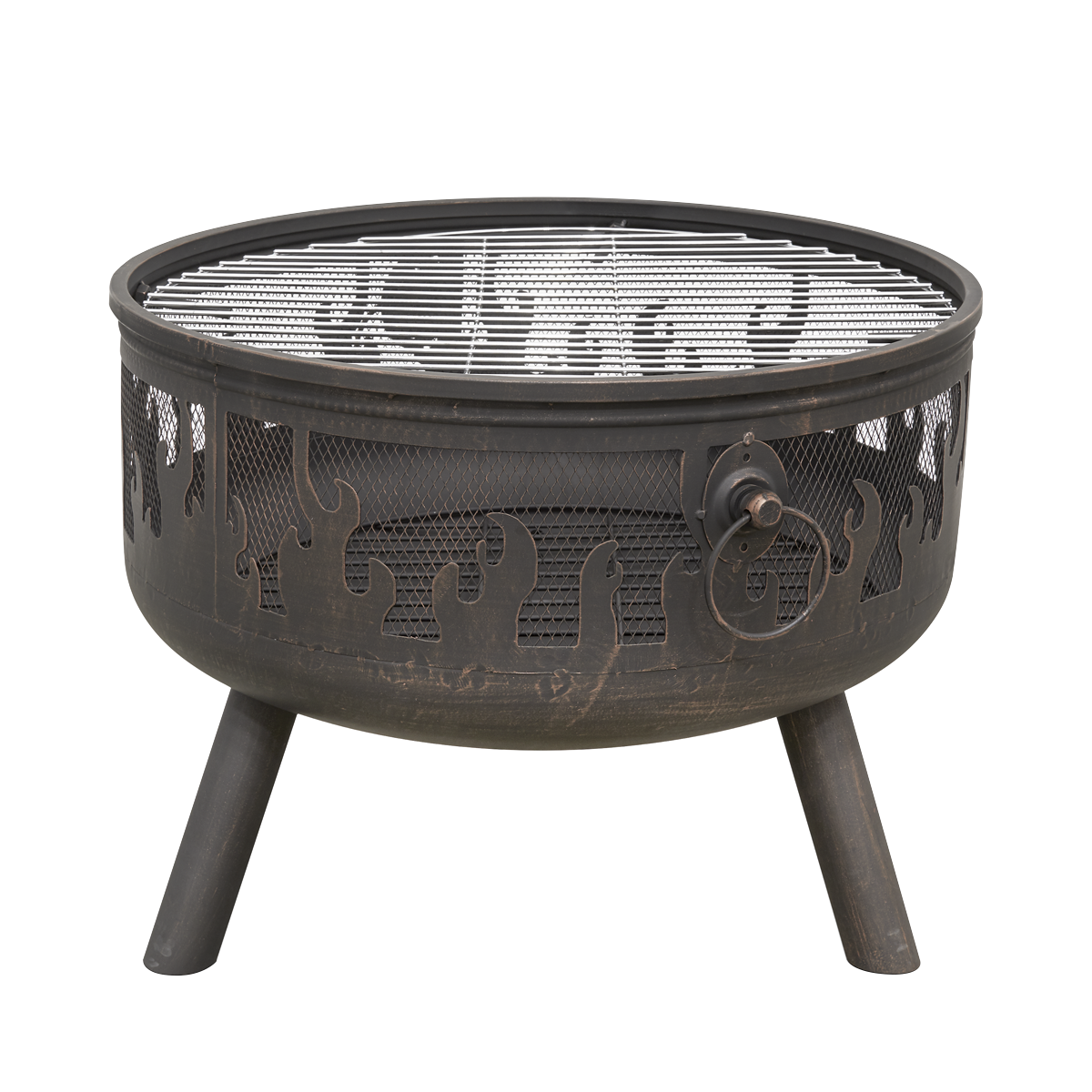Dellonda Deluxe Fire Pit Fireplace Outdoor Patio Heater, Cooking Grill & Poker 61cm