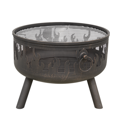 Dellonda Deluxe Fire Pit Fireplace Outdoor Patio Heater, Cooking Grill & Poker 61cm