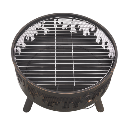 Dellonda Deluxe Fire Pit Fireplace Outdoor Patio Heater, Cooking Grill & Poker 61cm