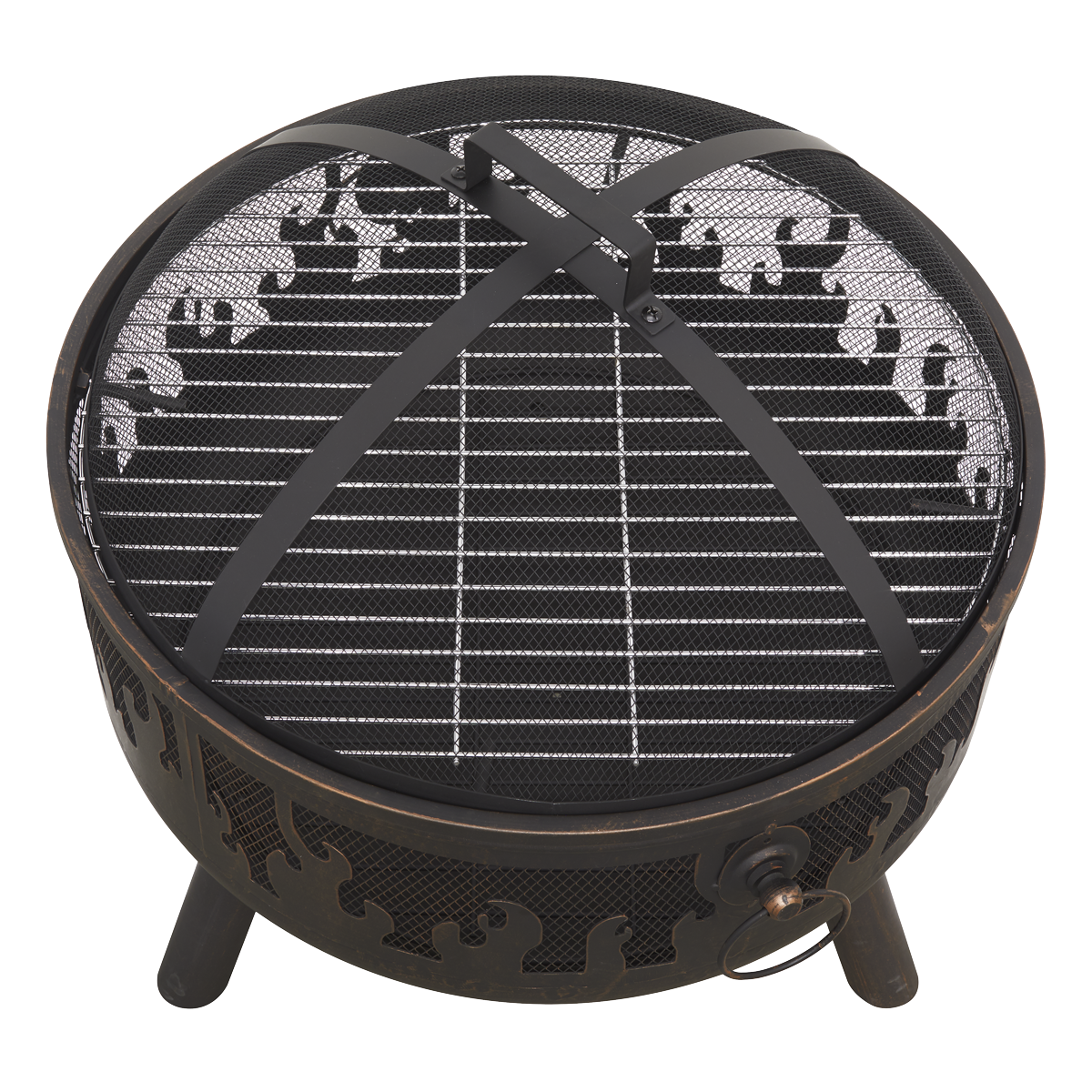 Dellonda Deluxe Fire Pit Fireplace Outdoor Patio Heater, Cooking Grill & Poker 61cm