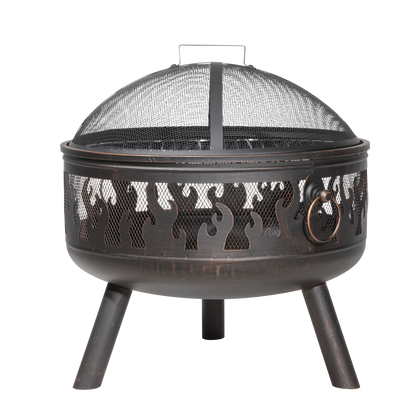Dellonda Deluxe Fire Pit Fireplace Outdoor Patio Heater, Cooking Grill & Poker 61cm
