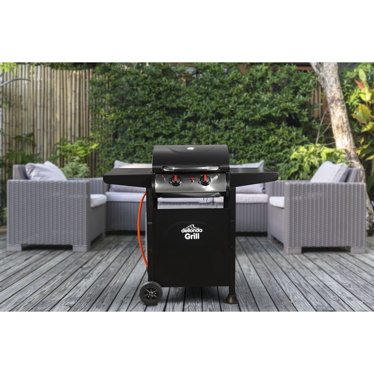 Dellonda 2 Burner Gas BBQ Grill with Piezo Ignition & Thermometer