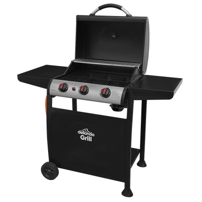 Dellonda 3 Burner Gas BBQ Grill with Piezo Ignition & Thermometer