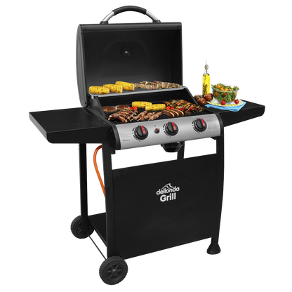 Dellonda 3 Burner Gas BBQ Grill with Piezo Ignition & Thermometer