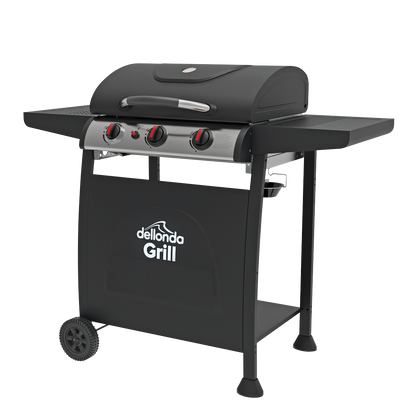 Dellonda 3 Burner Gas BBQ Grill with Piezo Ignition & Thermometer