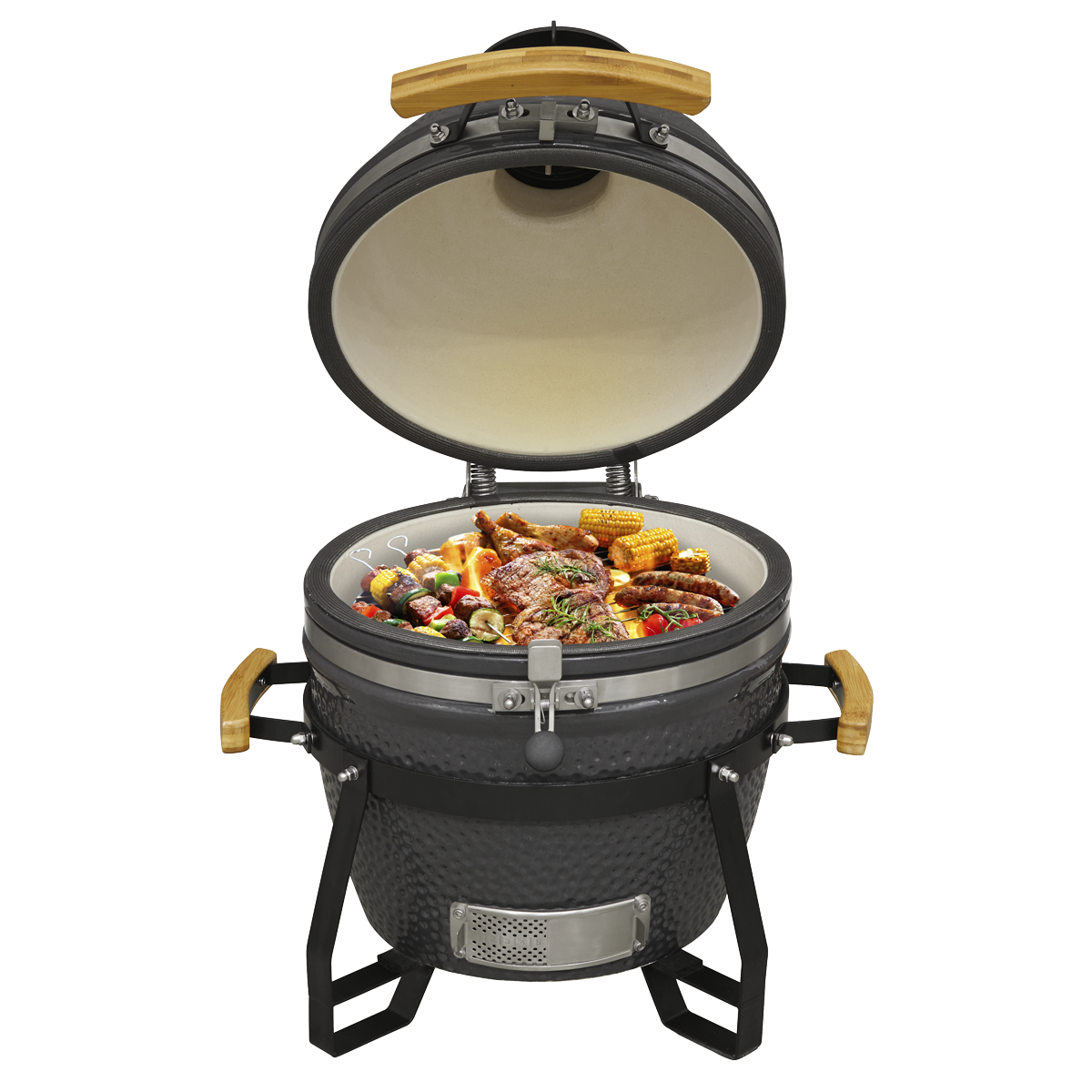 Dellonda Deluxe 16"(40cm) Ceramic Kamado Style BBQ