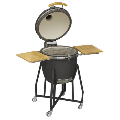 Dellonda Deluxe 22"(56cm) Ceramic Kamado Style BBQ with Wheeled Stand