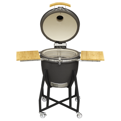 Dellonda Deluxe 22"(56cm) Ceramic Kamado Style BBQ with Wheeled Stand