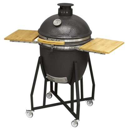 Dellonda Deluxe 22"(56cm) Ceramic Kamado Style BBQ with Wheeled Stand