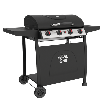 Dellonda 4 Burner Gas BBQ Grill with Piezo Ignition & Thermometer