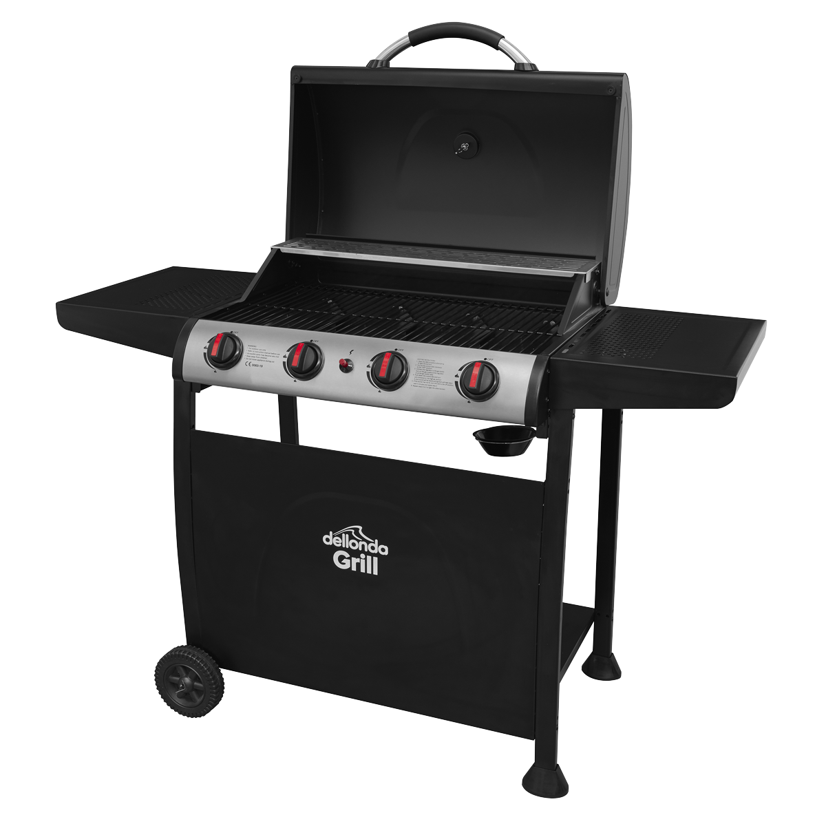 Dellonda 4 Burner Gas BBQ Grill with Piezo Ignition & Thermometer