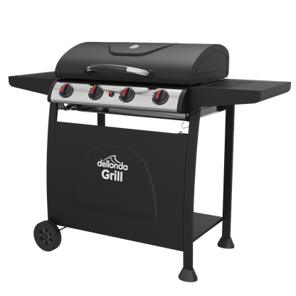 Dellonda 4 Burner Gas BBQ Grill with Piezo Ignition & Thermometer
