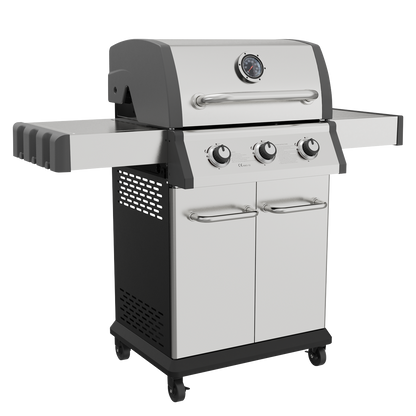 Dellonda 3 Burner Deluxe Gas BBQ Grill with Piezo Ignition & Thermometer - Stainless Steel