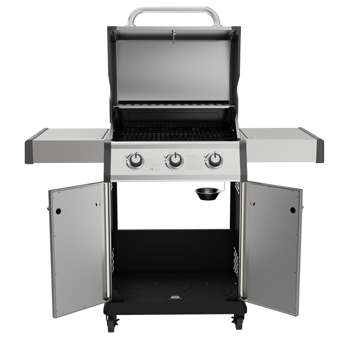 Dellonda 3 Burner Deluxe Gas BBQ Grill with Piezo Ignition & Thermometer - Stainless Steel