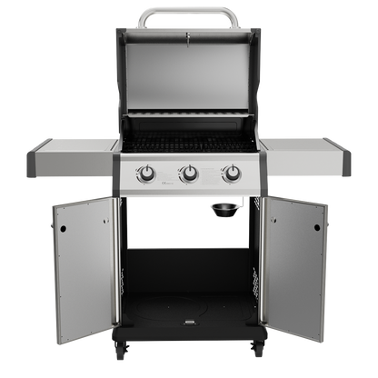 Dellonda 3 Burner Deluxe Gas BBQ Grill with Piezo Ignition & Thermometer - Stainless Steel