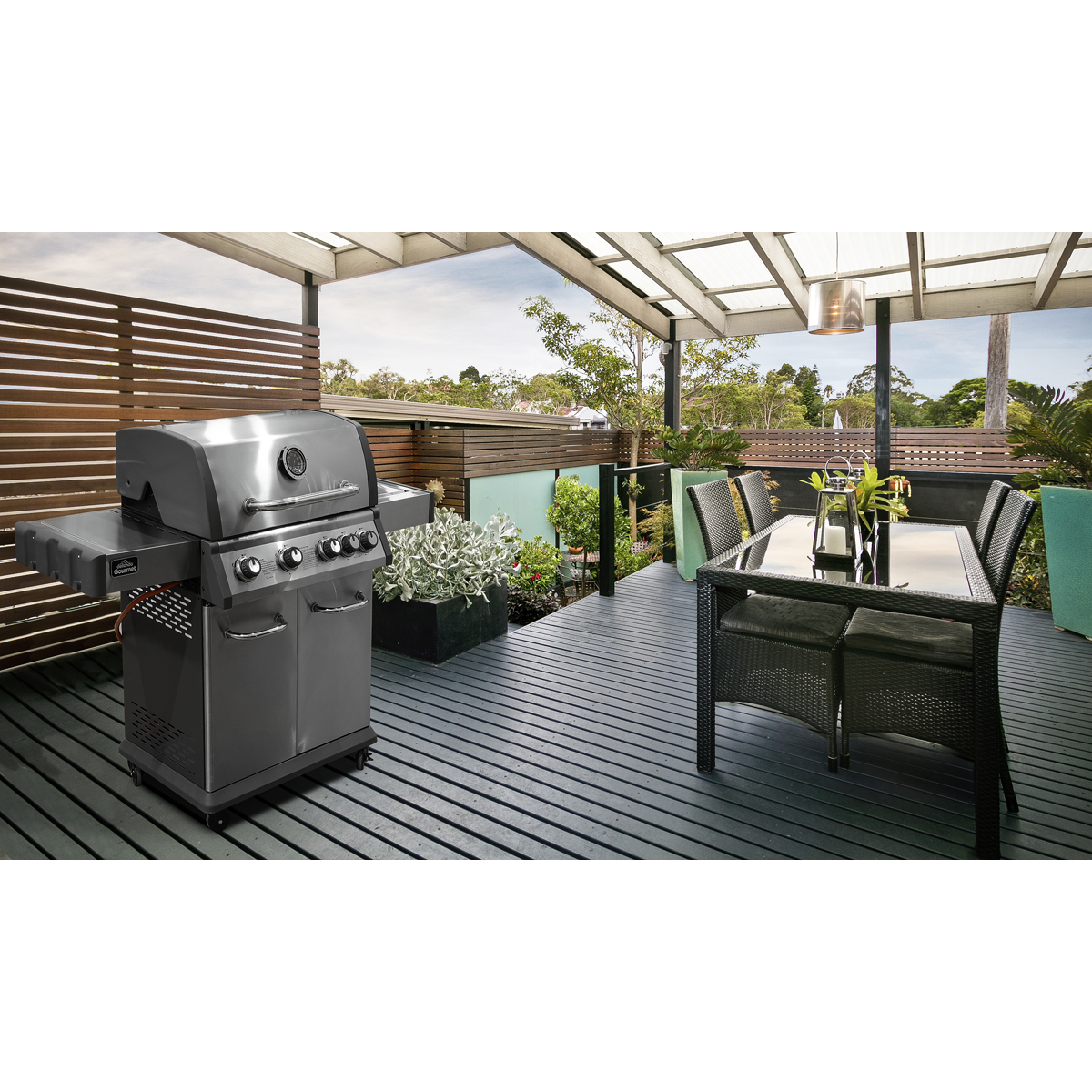 Dellonda 4+1 Burner Deluxe Gas BBQ Grill with Piezo Ignition & Thermometer - Stainless Steel