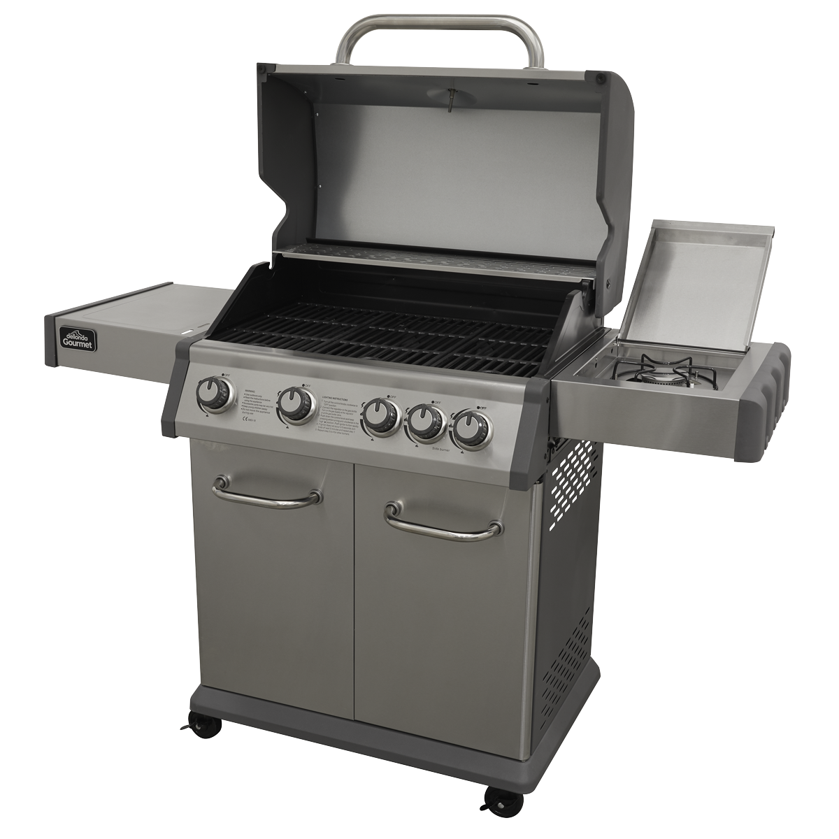 Dellonda 4+1 Burner Deluxe Gas BBQ Grill with Piezo Ignition & Thermometer - Stainless Steel