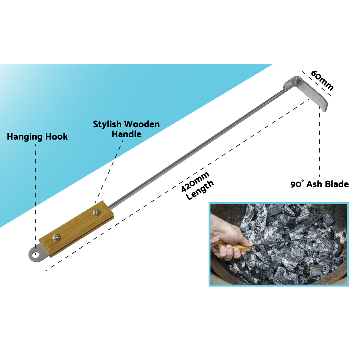 Dellonda Ash Scraper Tool for Kamado BBQs