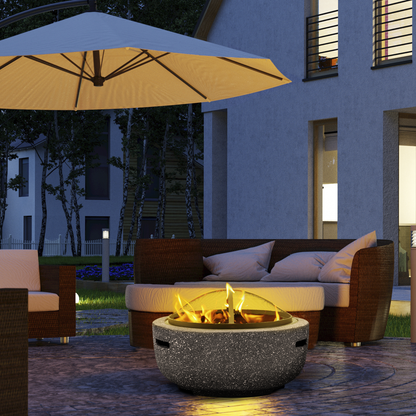 Dellonda Round MgO Fire Pit with BBQ Grill, Ø60cm, Safety Mesh Screen - Dark Grey