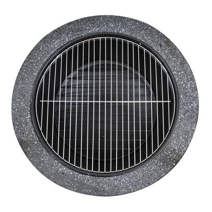 Dellonda Round MgO Fire Pit with BBQ Grill, Ø60cm, Safety Mesh Screen - Dark Grey