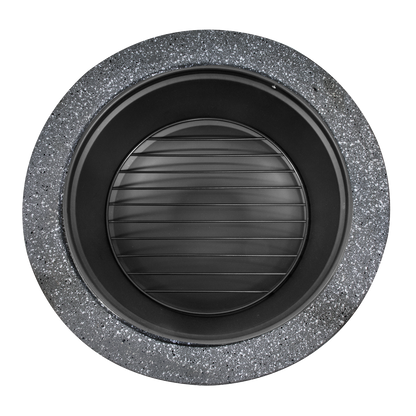 Dellonda Round MgO Fire Pit with BBQ Grill, Ø75cm, Safety Mesh Screen - Dark Grey
