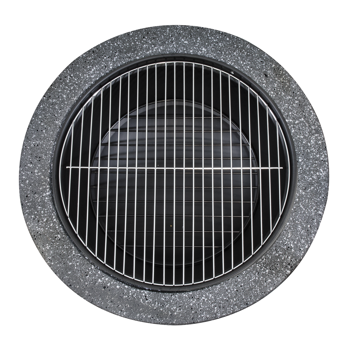 Dellonda Round MgO Fire Pit with BBQ Grill, Ø75cm, Safety Mesh Screen - Dark Grey