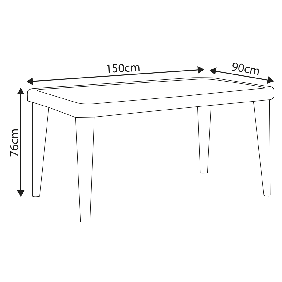 Dellonda Weather-Resistant Polypropylene/Fibreglass Dining Tables with Tempered Glass Top 150 x 90 x 76cm - Anthracite