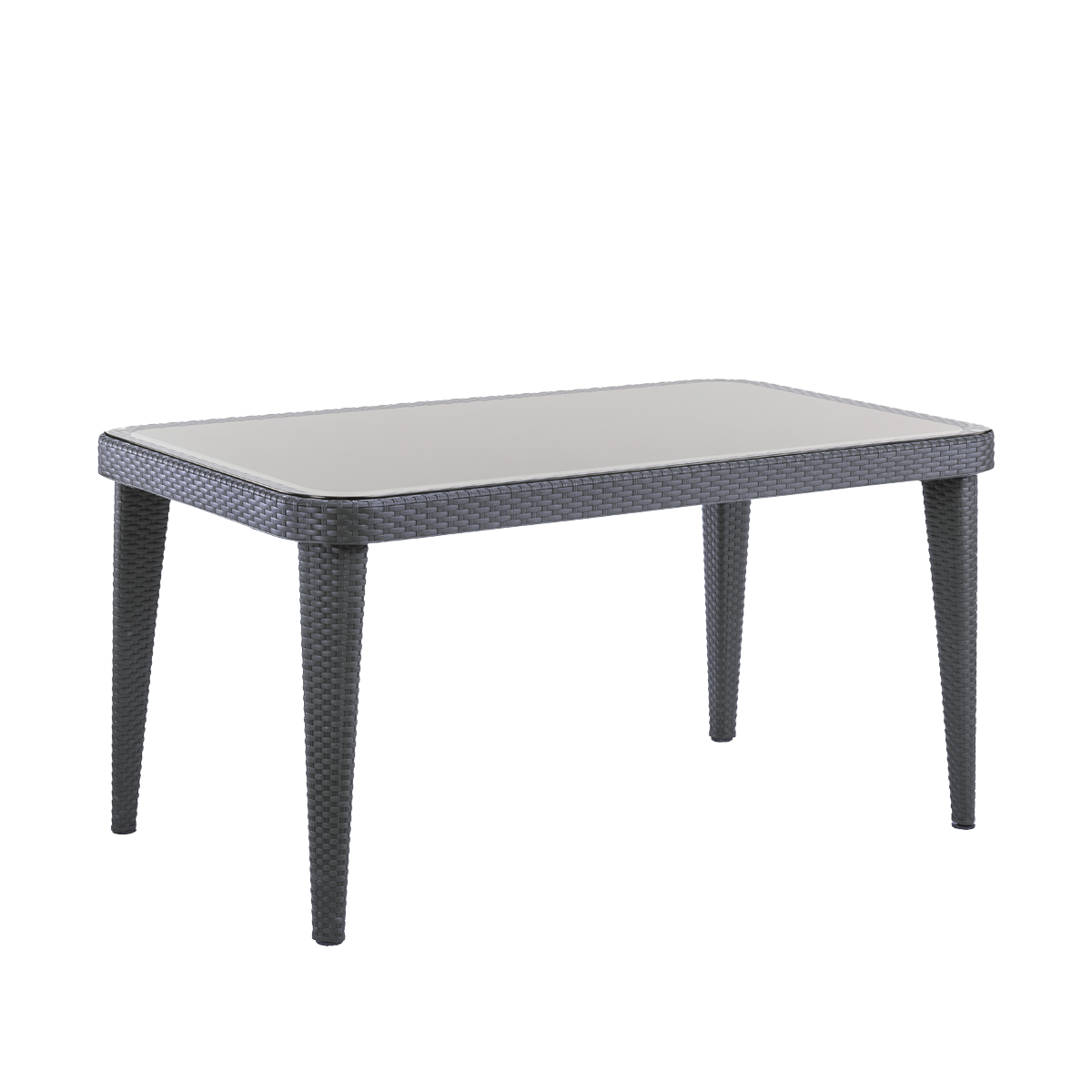 Dellonda Weather-Resistant Polypropylene/Fibreglass Dining Tables with Tempered Glass Top 150 x 90 x 76cm - Anthracite