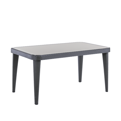 Dellonda Weather-Resistant Polypropylene/Fibreglass Dining Tables with Tempered Glass Top 150 x 90 x 76cm - Anthracite