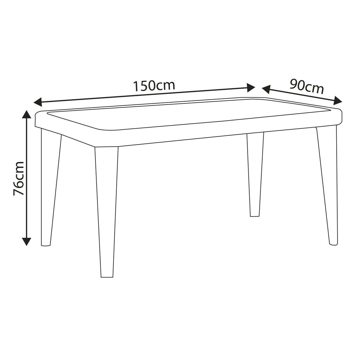 Dellonda Weather-Resistant Polypropylene/Fibreglass Dining Table with Tempered Glass Top - Ivory White