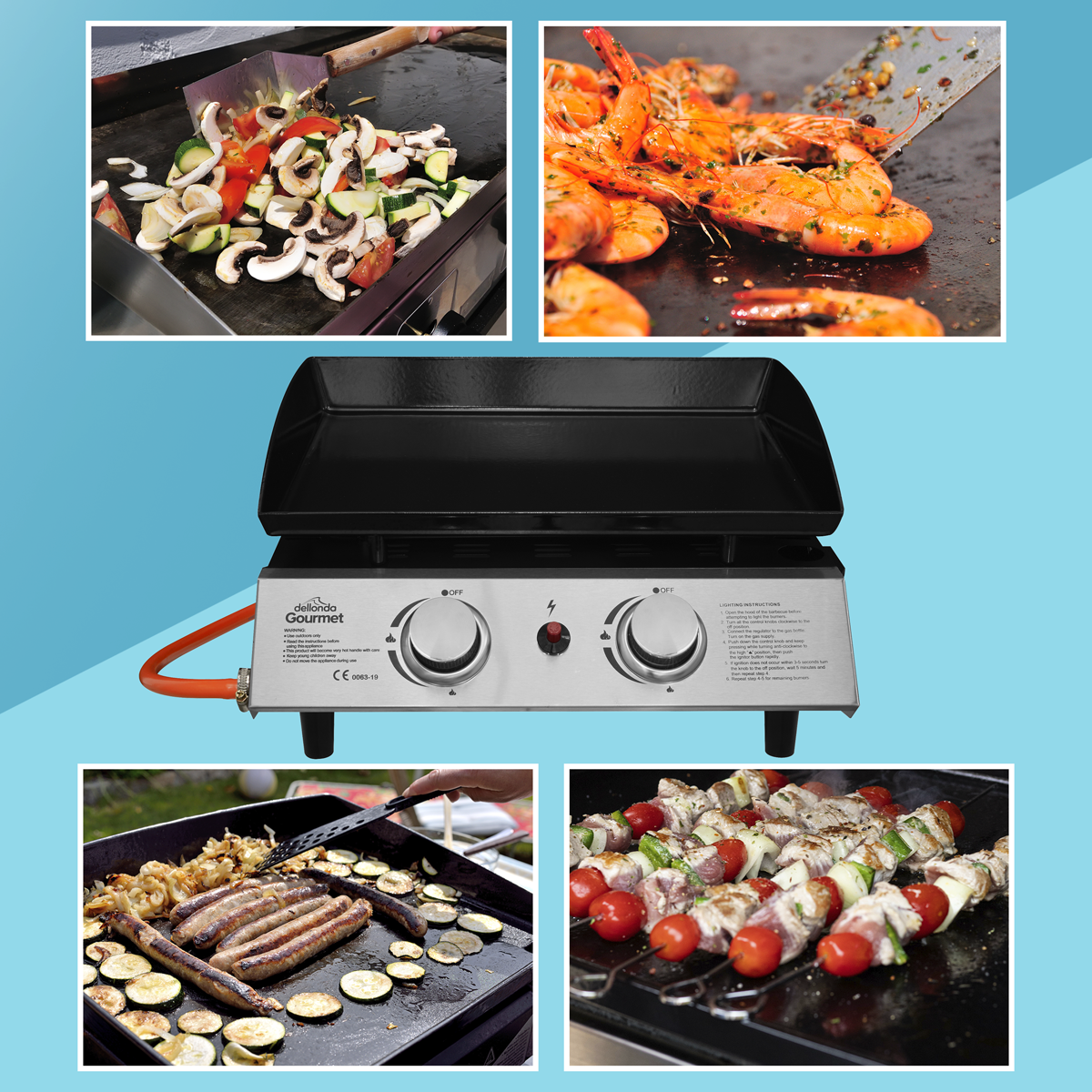 Dellonda 2 Burner Portable Gas Plancha