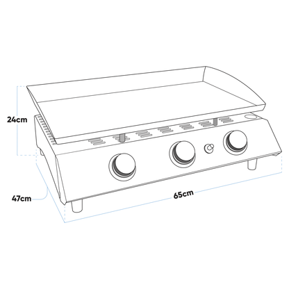Dellonda 3 Burner Portable Gas Plancha