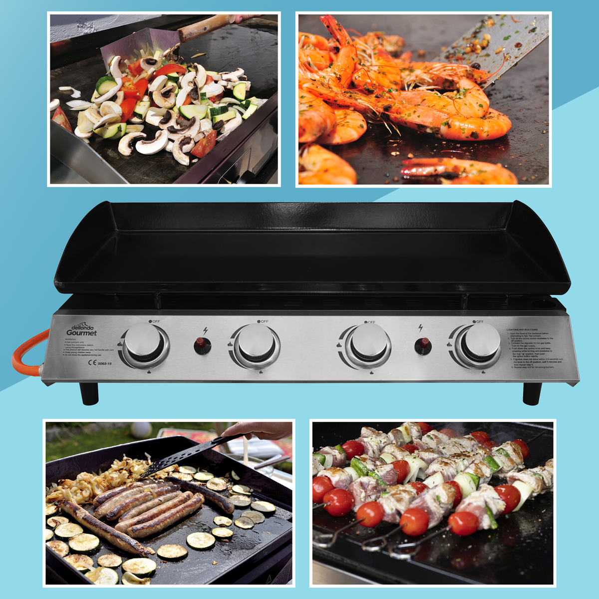 Dellonda 4 Burner Portable Gas Plancha