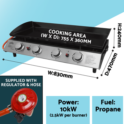 Dellonda 4 Burner Portable Gas Plancha