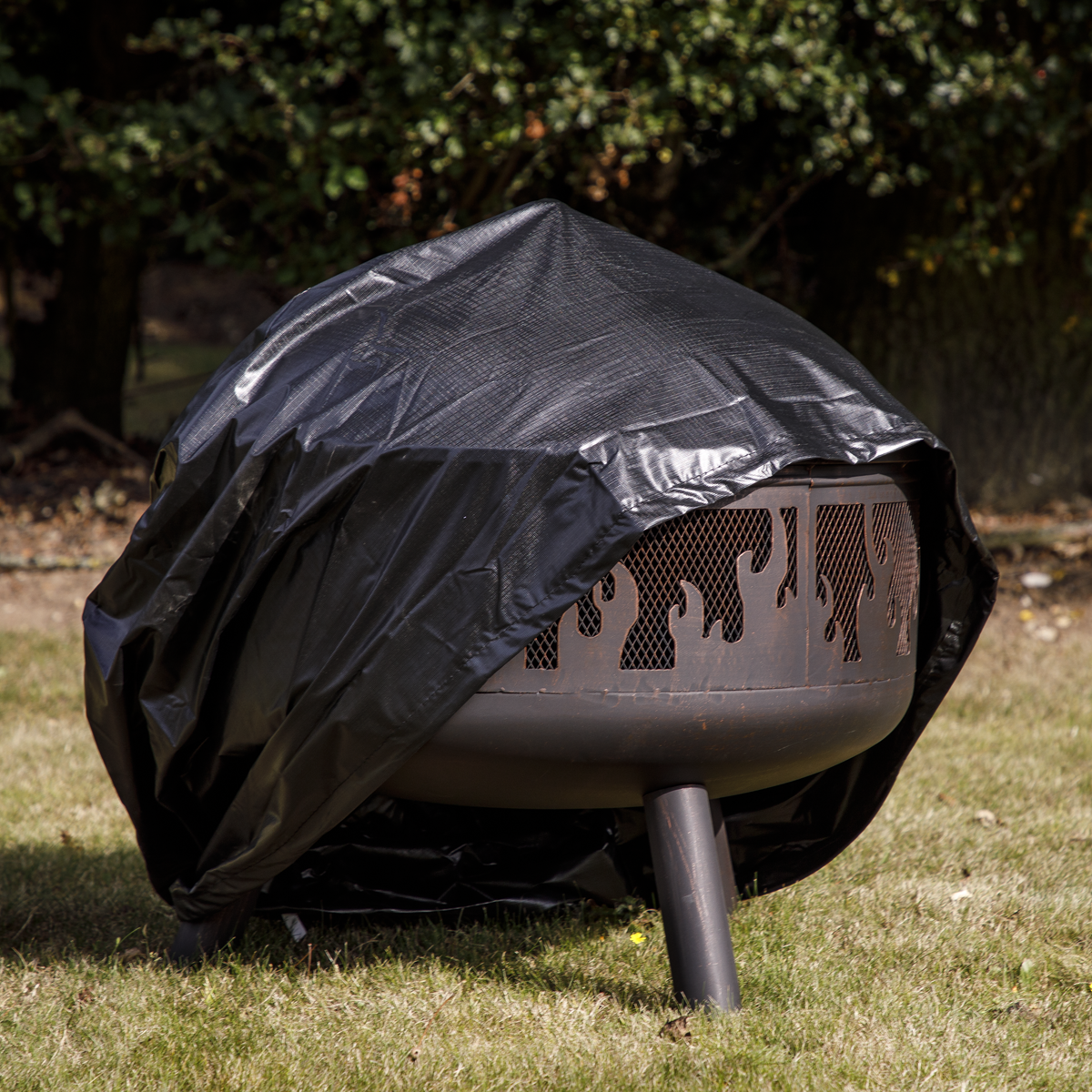 Dellonda Deluxe 24" Fire Pit, Fireplace, Outdoor Patio Heater, Decoration Rings, Supplied with Cooking Grill, Safety Screen, Poker & Cover