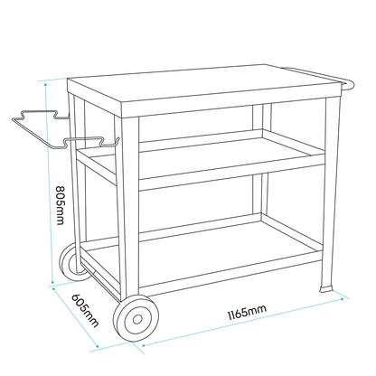 Dellonda Plancha Trolley with Utensil Holder - Stainless Steel Top