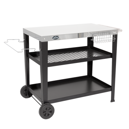 Dellonda Plancha Trolley with Utensil Holder - Stainless Steel Top