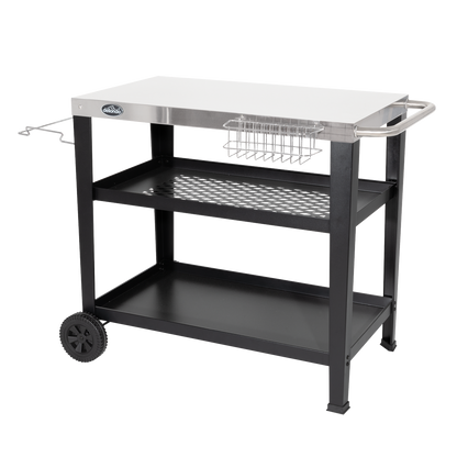 Dellonda Plancha Trolley with Utensil Holder - Stainless Steel Top