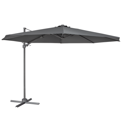 Dellonda Cantilever Parasol with 360° Rotation, Tilt & Cover 3m - Grey
