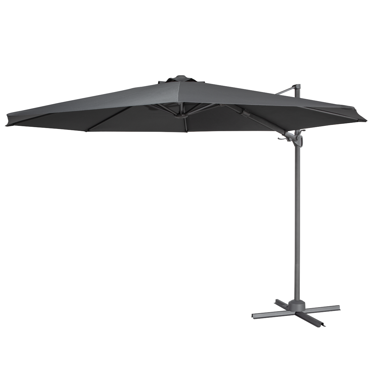 Dellonda Cantilever Parasol with 360° Rotation, Tilt & Cover 3m - Grey