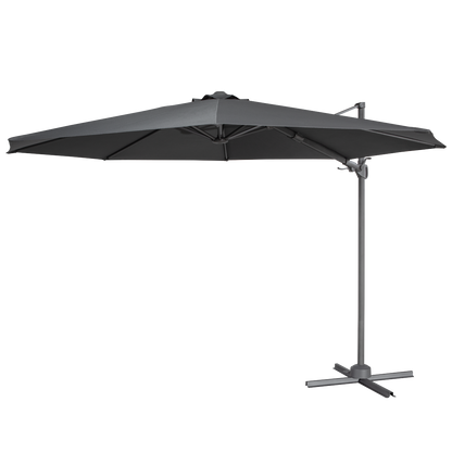 Dellonda Cantilever Parasol with 360° Rotation, Tilt & Cover 3m - Grey