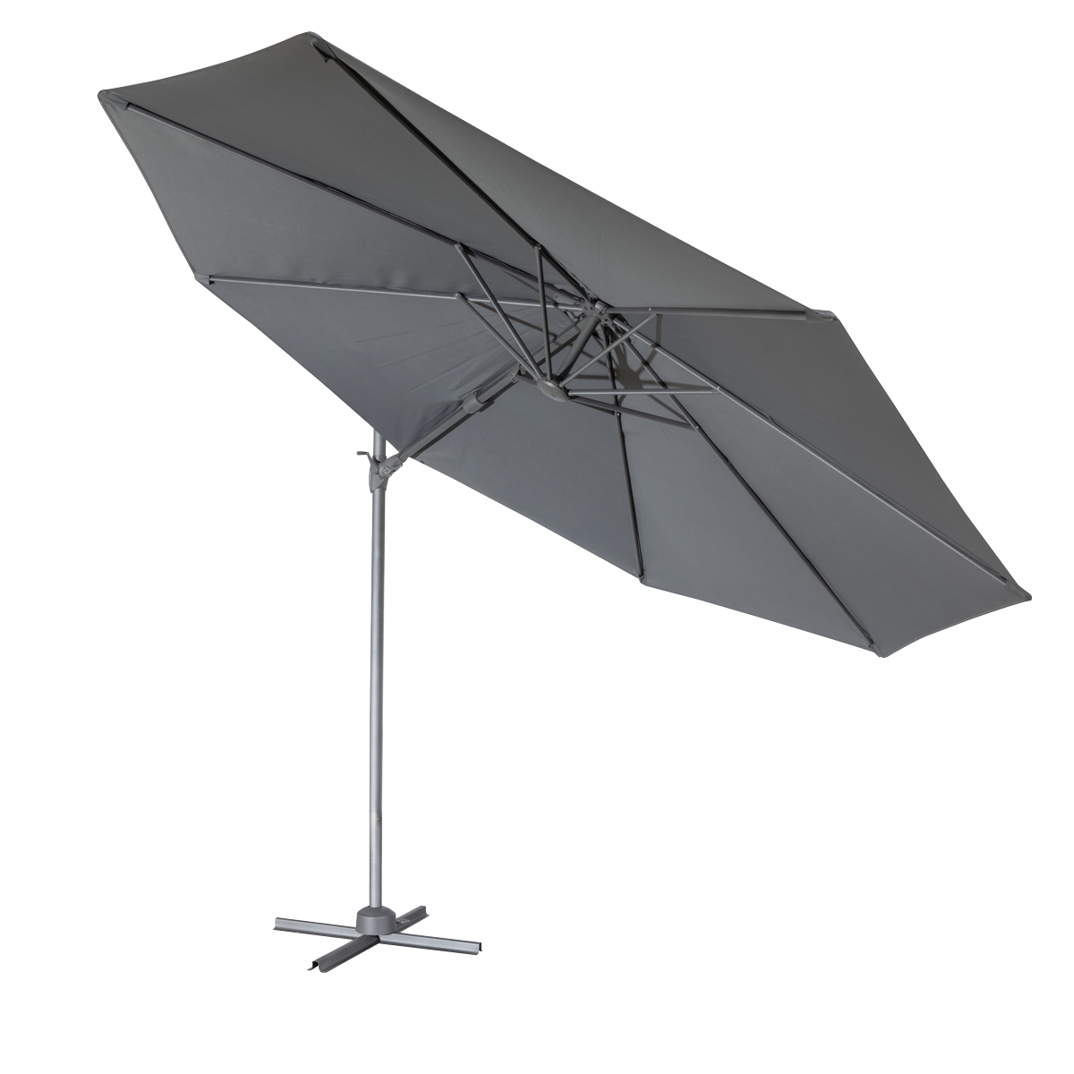 Dellonda Cantilever Parasol with 360° Rotation, Tilt & Cover 3m - Grey