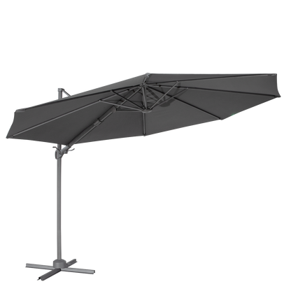Dellonda Cantilever Parasol with 360° Rotation, Tilt & Cover 3m - Grey
