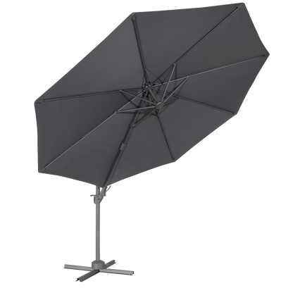 Dellonda Cantilever Parasol with 360° Rotation, Tilt & Cover 3m - Grey