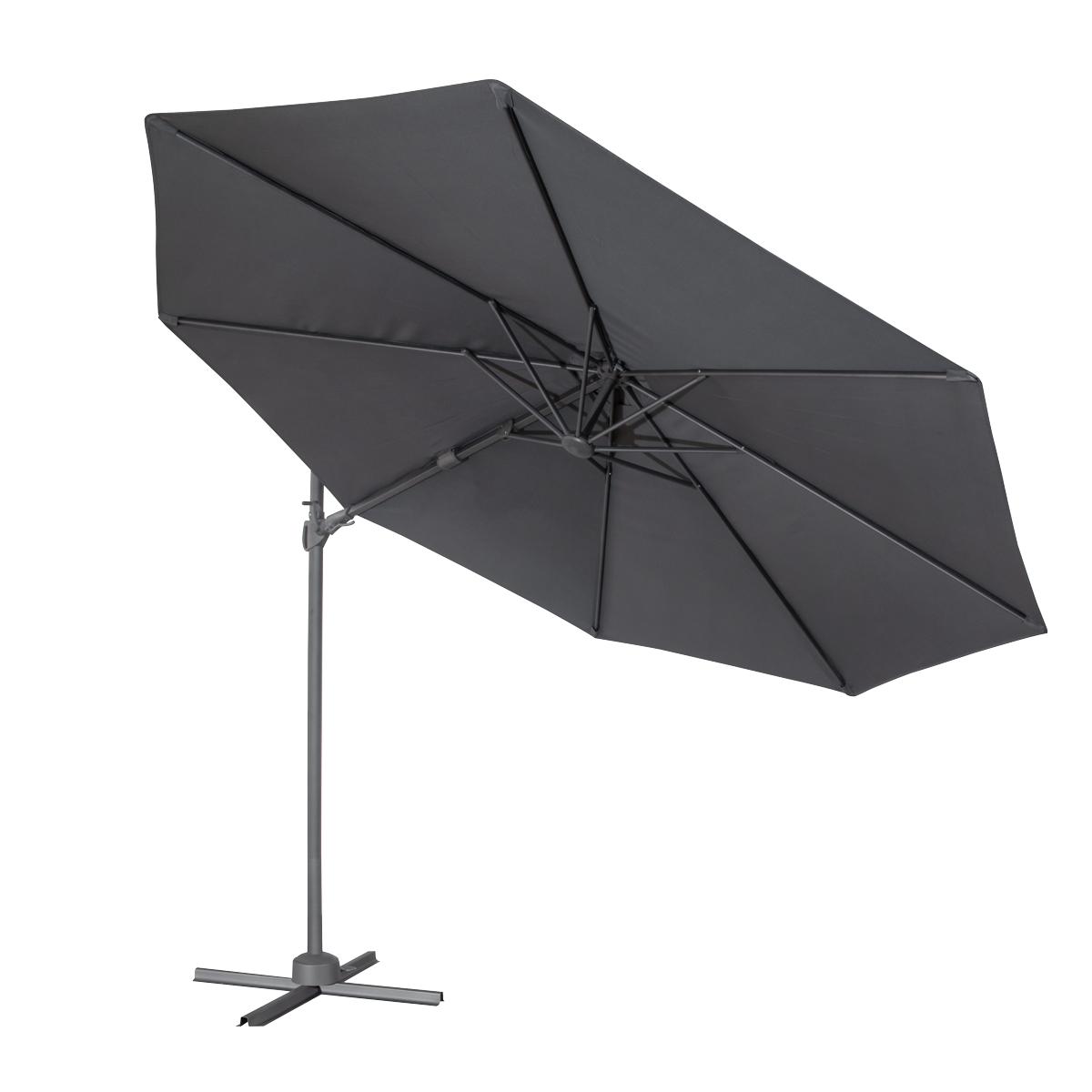Dellonda Cantilever Parasol with 360° Rotation, Tilt & Cover 3m - Grey