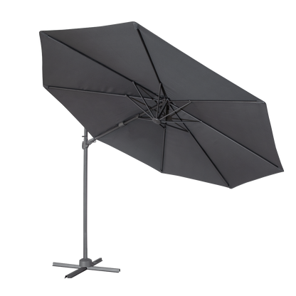 Dellonda Cantilever Parasol with 360° Rotation, Tilt & Cover 3m - Grey