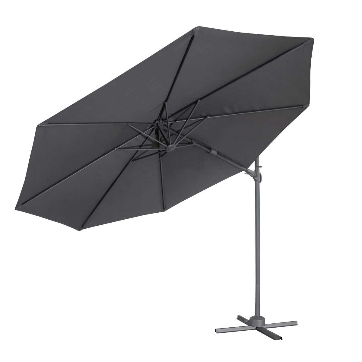 Dellonda Cantilever Parasol with 360° Rotation, Tilt & Cover 3m - Grey
